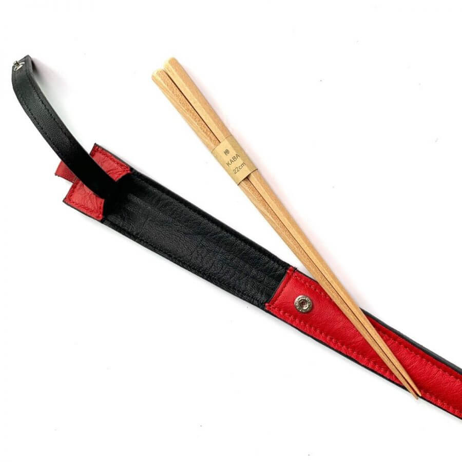 レザレクションの鹿革箸ケース-黒紅の箸