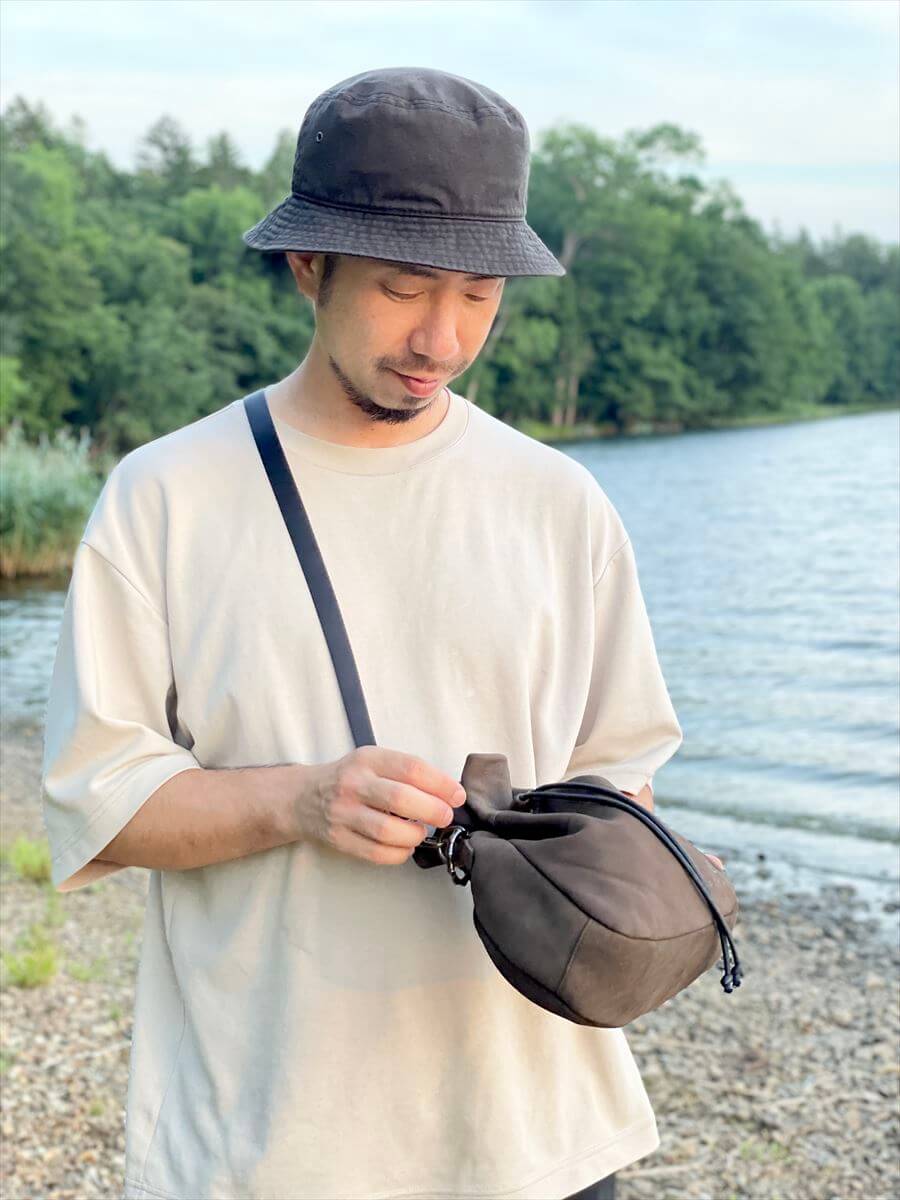 鹿革巾着ミニショルダーバッグ